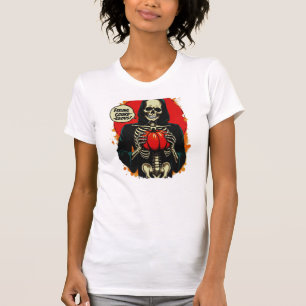 Gordelroos-skelet hand vasthoudende pompoen t-shirt