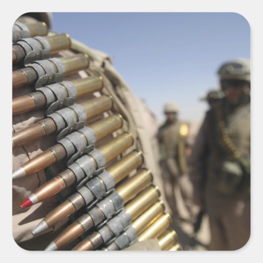 Gordels van 50-kalibermunitie vierkante sticker (Voorkant)