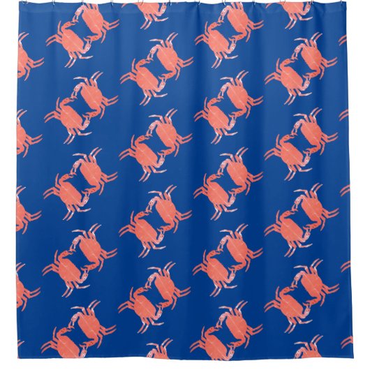 Gordijn met krabpatroon blauw (Voorkant)