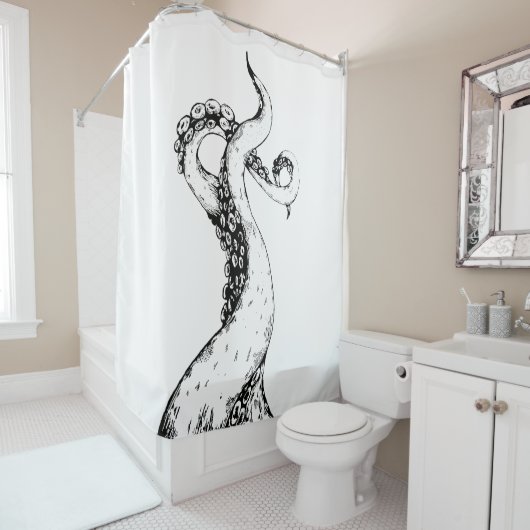 gordijn met octopus tentakels voor onder de douche (In situ)