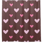 Gordijn voor de douche met hartjes – Roze & blush  (Voorkant)
