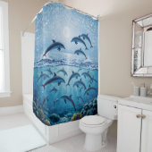 Gordijn voor Douche Full Moon Dolphins (In situ)