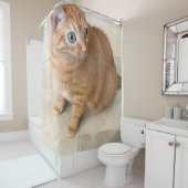 Gordijn voor douche met kat met grote ogen (In situ)