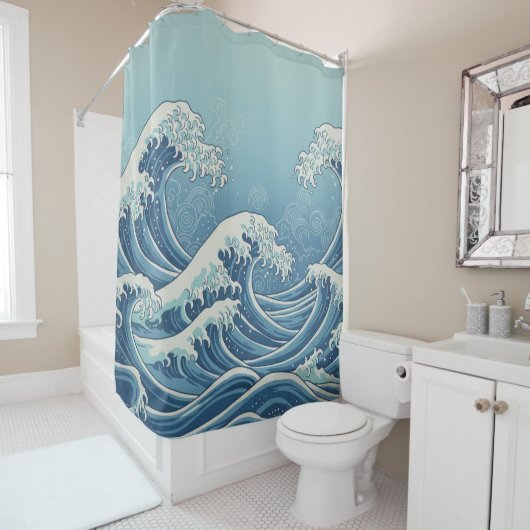 Gordijn voor douche met Noon Waves (In situ)