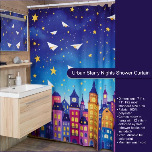 Gordijn voor douche Urban Starry Nights