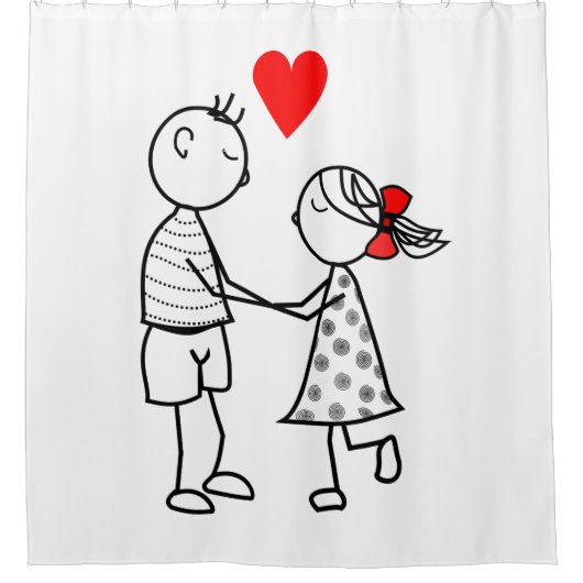 Gordijn voor douche van verliefd paar (Voorkant)