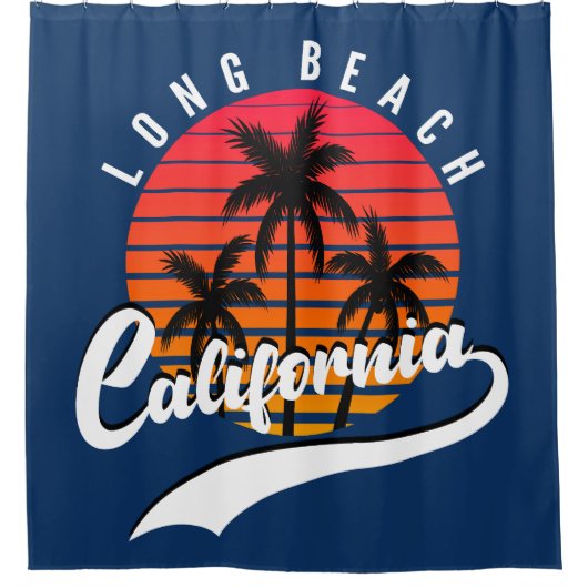 Gordijn voor Long Beach Retro Sunset Shower (Voorkant)