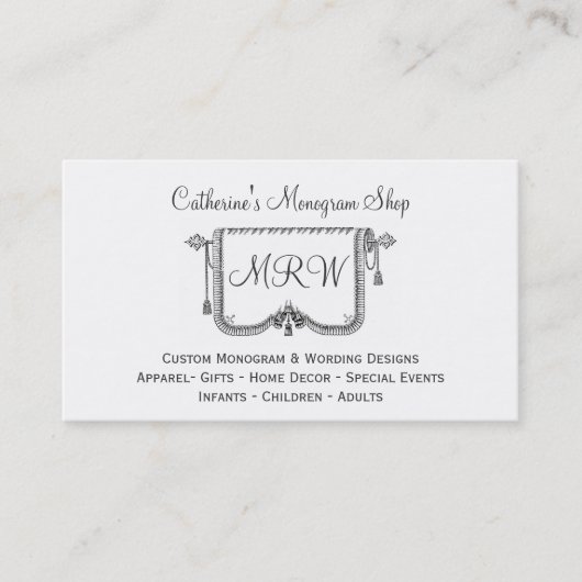  gordijnband Lijst monogram ontwerpopdracht Visitekaartje (Voorkant)
