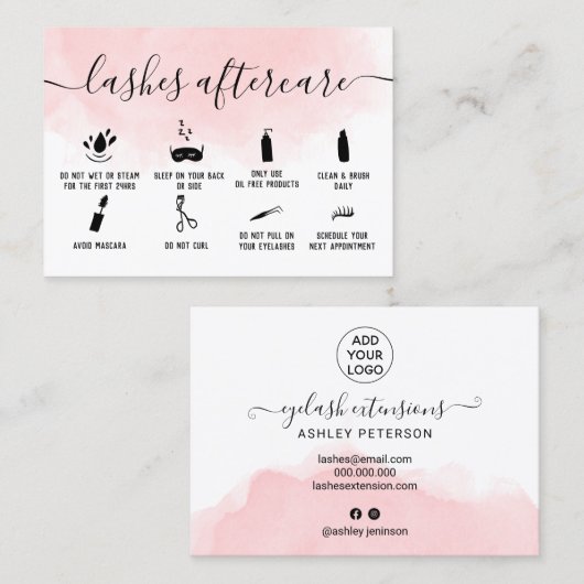 gordijnen achteraf illustraties roze waterverf visitekaartje (Voorkant / Achterkant)