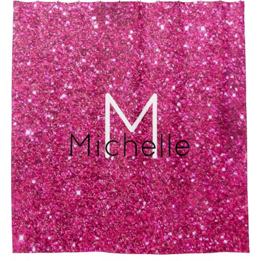 Gordijnen met roze glitter monogram douchegordijn (Voorkant)