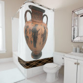 gordijnpatroon met bruinvaas douchegordijn (In situ)