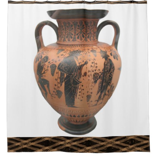 gordijnpatroon met bruinvaas douchegordijn (Voorkant)