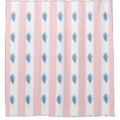 Gordijnstripes roze & witte blad douchegordijn (Voorkant)