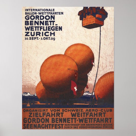 Gordon Bennett Hot-Air Ballonras Poster (Voorkant)