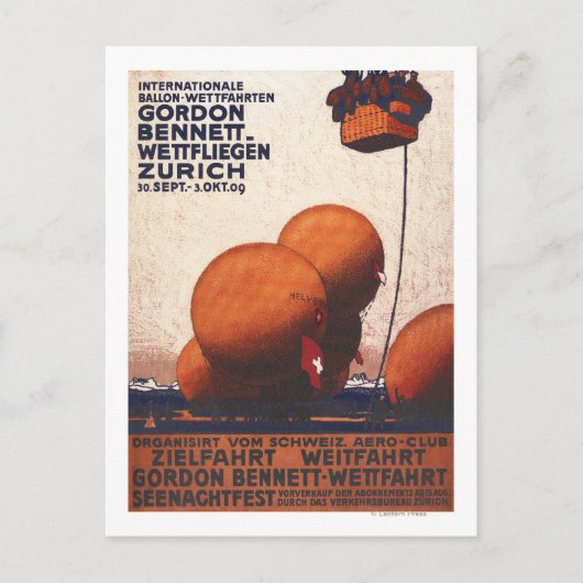 Gordon Bennett Hot-Air Ballonras Poster Briefkaart (Voorkant)