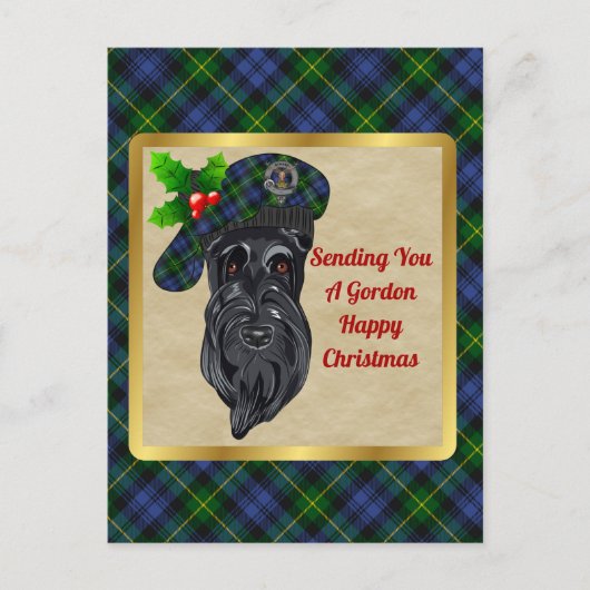 Gordon Clan Badge & Tartan Kerstmis Briefkaart (Voorkant)