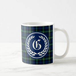 Gordon Clan Blauw en Groene Tartan Monogram Koffiemok