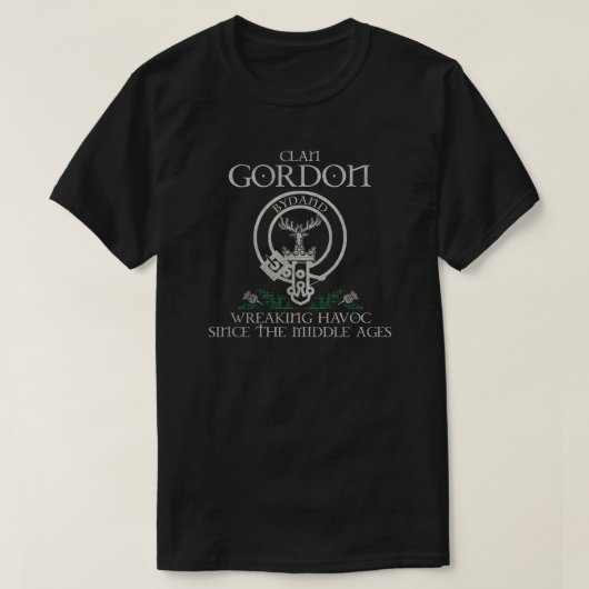 Gordon Clan crest Schotse achternaam tartan Thistl T-shirt (Design voorkant)