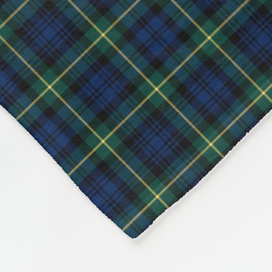 Gordon Clan Royal Blue en Green Tartan Fleece Deken (Hoek)