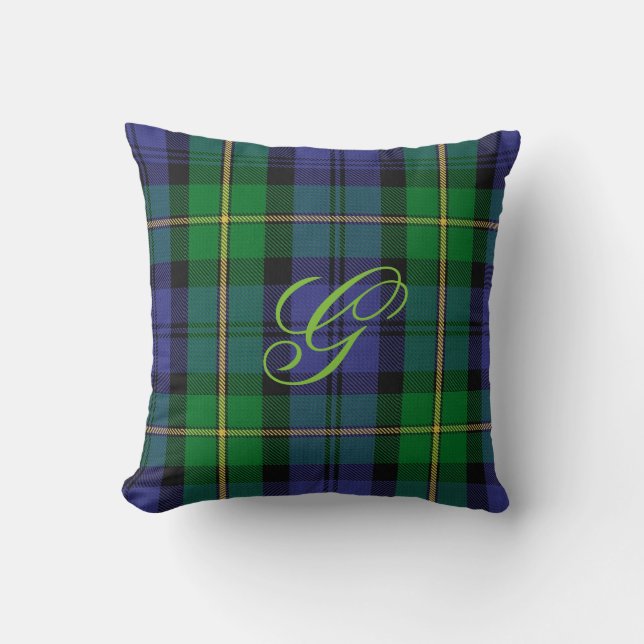 Gordon Clan Tartan Monogram Pillow Kussen (Voorkant)