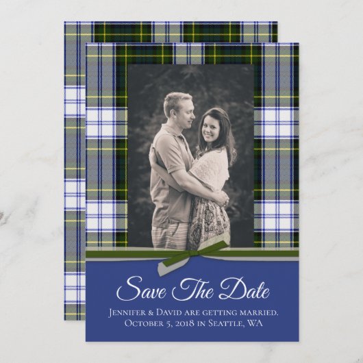 Gordon Dress Plaid Bruiloft Save the Date Kaart (Voorkant / Achterkant)