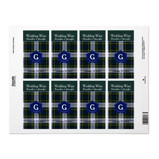 Gordon Dress Pset Wedding Mini Wine Labels (Full Sheet)