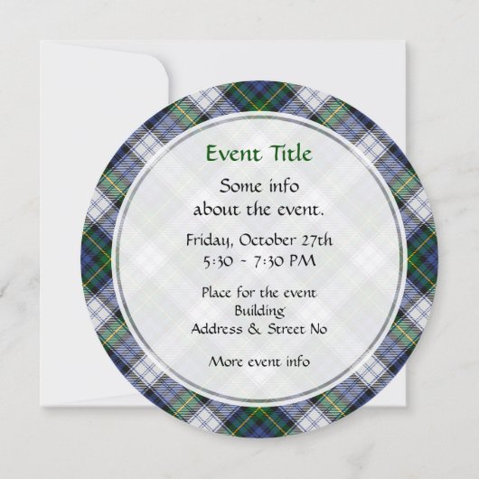 Gordon Dress Tartan Invitation Kaart (Achterkant)