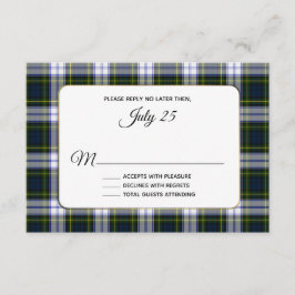 Gordon Dress Tartan Plaid Bruiloft RSVP Kaart