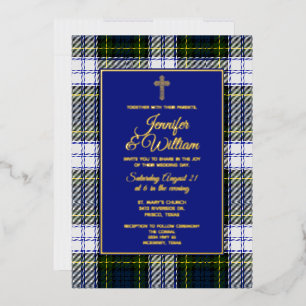 Gordon Dress Tartan Schotse Huwelijksuitnodiging Folie Uitnodiging