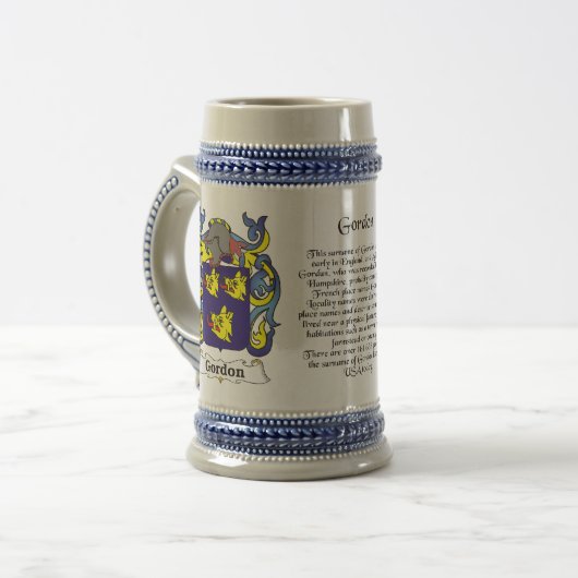 Gordon Family Crest Stein Bierpul (Voorkant links)