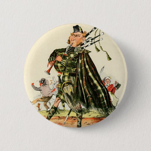 Gordon Highlanders - Piper Ronde Button 5,7 Cm (Voorkant)