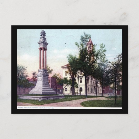 Gordon Monument Savannah Georgia 1909  Briefkaart (Voorkant)