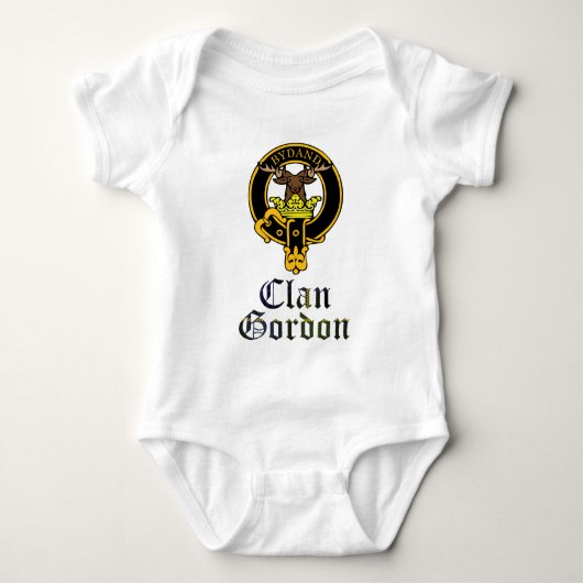 Gordon Scottish crest en tartan clan name Romper (Voorkant)