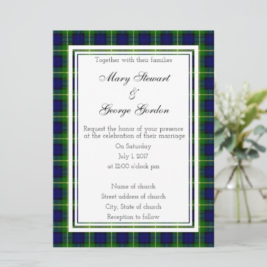 Gordon Scottish Wedding Invitation Kaart (Staand voorkant)