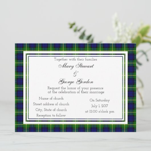 Gordon Scottish Wedding Invitation Kaart (Staand voorkant)