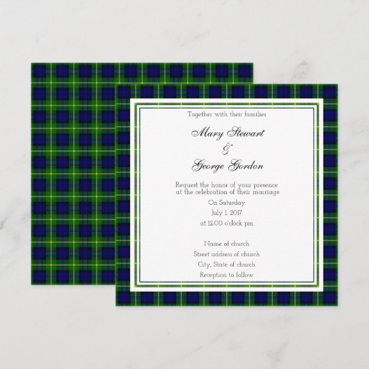 Gordon Scottish Wedding Square uitnodiging (Voorkant / Achterkant)