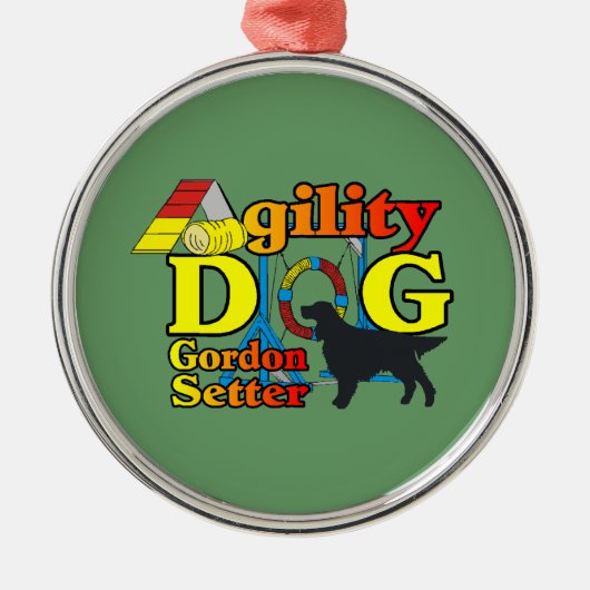 Gordon Setter Agility Metalen Ornament (Voorkant)