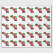 Gordon Setter-auto met kerstboom Cadeaupapier (Vlak)