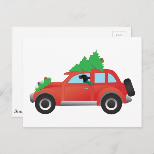 Gordon Setter-auto met kerstboom Feestdagenkaart (Voorkant / Achterkant)