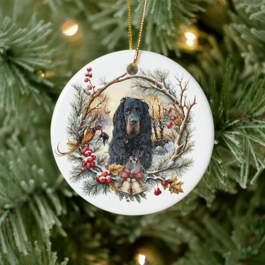 Gordon Setter Christmas Joy – Seasonal Dog Art Keramisch Ornament (Boom)