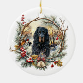 Gordon Setter Christmas Joy – Seasonal Dog Art Keramisch Ornament (Achterkant)