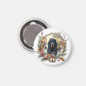 Gordon Setter Christmas Joy – Seasonal Dog Art Magneet (Voorkant / Achterkant)