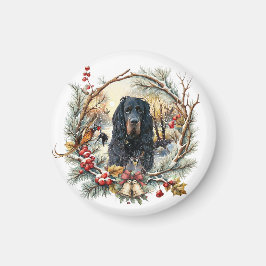 Gordon Setter Christmas Joy – Seasonal Dog Art Magneet