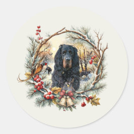 Gordon Setter Christmas Joy – Seasonal Dog Art Ronde Sticker