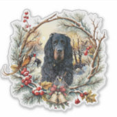 Gordon Setter Christmas Joy – Seasonal Dog Art Sticker (Voorkant)