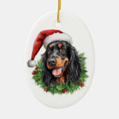 Gordon Setter Christmas Wreath Keramisch Ornament (Voorkant)