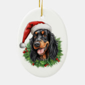 Gordon Setter Christmas Wreath Keramisch Ornament (Achterkant)