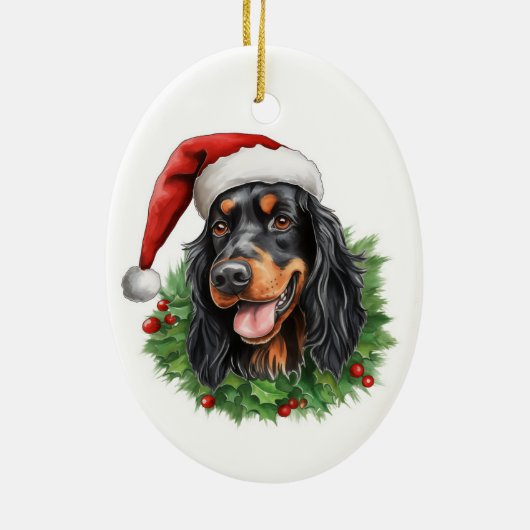 Gordon Setter Christmas Wreath Keramisch Ornament (Achterkant)