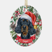 Gordon Setter Custom Dog Santa kerstversiering Keramisch Ornament (Rechts)