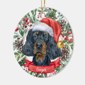 Gordon Setter Custom Dog Santa kerstversiering Keramisch Ornament (Links)